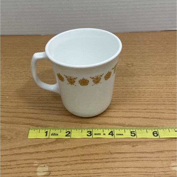 Vintage Corelle by Corning Coffee Mugs Cups Butterfly Gold Pattern Set of 4 USA - Picture 6 of 7